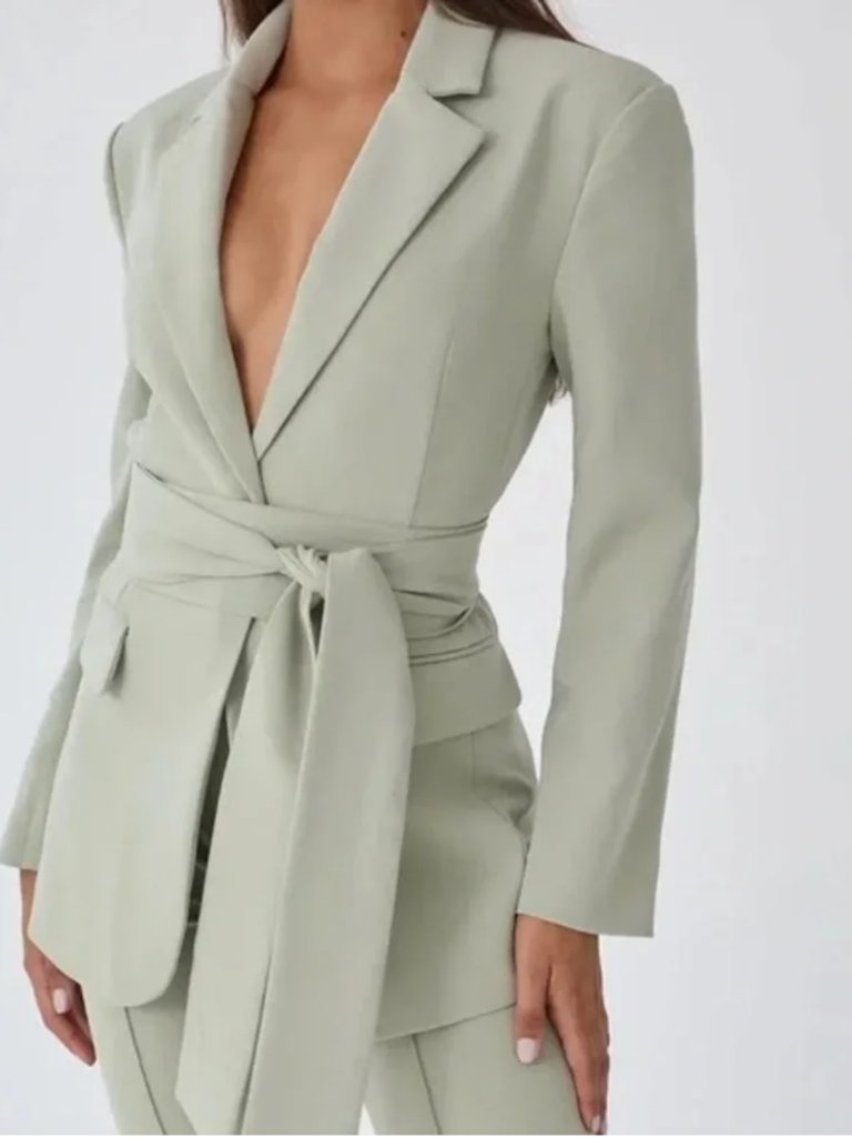 Nwt Because Of Alice Boa Classic Blazer With Belt (Eucalyptus / Xs)